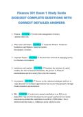 Finance 301 Exam 1 Study Guide &NewLine;2026&sol;2027 COMPLETE QUESTIONS WITH &NewLine;CORRECT DETAILED ANSWERS 
