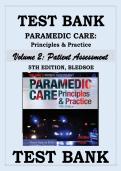Paramedic Care&colon; Principles & Practice 5th Edition Volume 2 &lpar;Bledsoe&rpar;&comma; Patient Assessment&comma; Comprehensive Test Bank Multiple Choice Questions