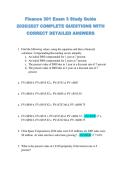 Finance 301 Exam 3 Study Guide &NewLine;2026&sol;2027 COMPLETE QUESTIONS WITH &NewLine;CORRECT DETAILED ANSWERS 