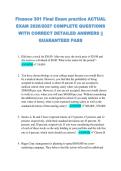 Finance 301 Final Exam practice ACTUAL &NewLine;EXAM 2026&sol;2027 COMPLETE QUESTIONS &NewLine;WITH CORRECT DETAILED ANSWERS &vert;&vert; &NewLine;GUARANTEED PASS 