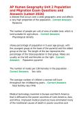 AP Human Geography Unit 2 Population and Migration Exam Questions and Answers &lpar;Latest
