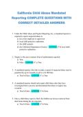 California Child Abuse Mandated &NewLine;Reporting COMPLETE QUESTIONS WITH &NewLine;CORRECT DETAILED ANSWERS 