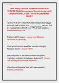 New Jersey Asbestos Supervisor Exam Actual &NewLine;VERIFIED EXAM Questions and Correct Answers with &NewLine;EXPLANATIONS LATEST THIS YEAR&period;pdf&vert;&vert;NEWEST &NewLine;EXAM&excl;&excl;&excl;&excl; 