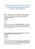 VEHICLE COMMUNICATION NETWORKS - QUESTIONS AND ANSWERS &vert; 2026 UPDATE &vert; 100&percnt; CORRECT