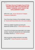 TCFP Basic Structural Firefighter Exam ACTUAL &NewLine;VERIFIED EXAM COMPLETE QUESTIONS AND &NewLine;CORRECT ANSWERS LATEST UPDATE THIS &NewLine;YEAR&period;pdf&vert;&vert;NEWEST EXAM&excl;&excl;&excl;