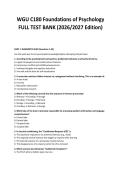 WGU C180 Foundations of Psychology&NewLine;FULL TEST BANK &lpar;2026&sol;2027 Edition&rpar;