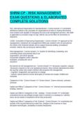 SHRM-CP - RISK MANAGEMENT EXAM QUESTIONS & ELABORATED COMPLETE SOLUTIONS