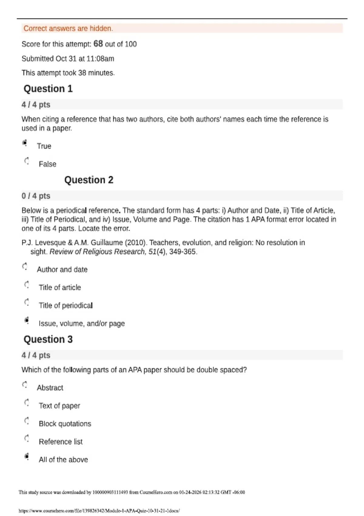 Apa Module Picture APA Style Module 1 Quiz – Introduction to APA Formatting and Citations ...