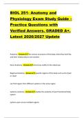 BIOL 251- Anatomy and &NewLine;Physiology Exam Study Guide &ndash; &NewLine;Practice Questions with &NewLine;Verified Answers&period; GRADED A&plus;&period; &NewLine;Latest 2026&sol;2027 Update 