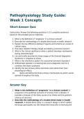 NR 283 Pathophysiology&colon; Week 1 Concepts Short-Answer Quiz Study Guide