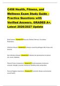 C458 Health&comma; Fitness&comma; and &NewLine;Wellness Exam Study Guide &ndash; &NewLine;Practice Questions with &NewLine;Verified Answers&period; GRADED A&plus;&period; &NewLine;Latest 2026&sol;2027 Update