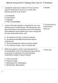 Maternity Nursing NCLEX Challenge Exam &lpar;Quiz &num;1&rpar;&colon; 75 Questions & Answers&NewLine;&NewLine;