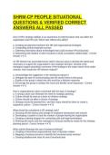 SHRM-CP PEOPLE SITUATIONAL QUESTIONS & VERIFIED CORRECT ANSWERS ALL PASSED