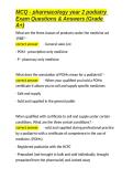 MCQ - pharmacology year 2 podiatry Exam Questions & Answers &lpar;Grade A&plus;&rpar;&period;docx&NewLine;&NewLine;
