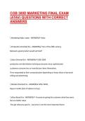 COB 300D MARKETING FINAL EXAM &lpar;ATAV&rpar; QUESTIONS WITH CORRECT ANSWERS