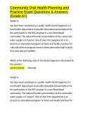 Community Oral Health Planning and Practice Exam Questions & Answers &lpar;Grade A&plus;&rpar;&period;docx&NewLine;&NewLine;
