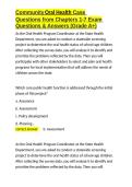 Community Oral Health Case Questions from Chapters 1-7 Exam Questions & Answers &lpar;Grade A&plus;&rpar;&period;docx&NewLine;&NewLine;