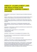 SHRM-CP- US EMPLOYMENT LAWS AND REGULATIONS EXAM QUESTIONS & VERIFIED CORRECT ANSWERS