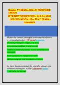 Updated ATI MENTAL HEALTH PROCTORED &NewLine;EXAM&lpar;15  &NewLine;DIFFERENT VERSIONS&comma;1300 &plus; Qs & As&comma; latest  &NewLine;2022-2026&rpar; &sol;MENTAL HEALTH ATI EXAM&vert;A&plus; &NewLine;GUARANTE 
