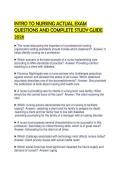 INTRO TO NURSING ACTUAL EXAM QUESTIONS AND COMPLETE STUDY GUIDE 2026&period;&NewLine;&NewLine;