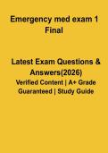 Emergency Medicine Exam 1 2026 Practice Questions & High-Yield Study Guide Medical Students