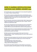 INTRO TO NURSING CERTIFICATION EXAM QUESTIONS AND VERIFIED ANSWERS 2026&period;&NewLine;&NewLine;