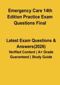 Emergency Care 14th Edition Practice Exam Questions 2026 EMT Study Guide & Test Prep