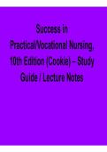 Success in Practical Vocational Nursing 10th Edition &lpar;Cookie&rpar; Study Guide Lecture Notes Comprehensive Exam Review Material Fundamentals of Nursing Practice and Clinical Skills 2025&sol; 2026