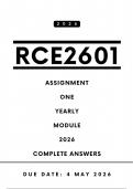 RCE2601 Assignment 1 Answers - Yearly Modules &comma; 2026 &vert; Due Date 4 May 2026