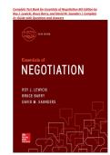 Complete Test Bank for Essentials of Negotiation 6th Edition by Roy J&period; Lewicki&comma; Bruce Barry&comma; and David M&period; Saunders &vert; Complete A&plus; Guide with Questions and Answers