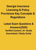 Georgia Insurance Licensing Policy Provisions Key Concepts & Regulations 2026 Study Guide