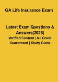 Georgia Life Insurance Exam 2026 Practice Questions & Study Guide Licensing Prep