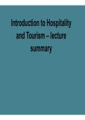 Introduction to Hospitality and Tourism Lecture Summary Comprehensive Exam Review Material Hospitality Industry Fundamentals&comma; Tourism Systems&comma; and Service Operations 2025&sol; 2026
