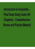 Introduction to Hospitality Final Exam Study Guide &lpar;All Chapters&rpar; Comprehensive Review and Practice Exam Material Hospitality Industry Fundamentals&comma; Operations&comma; and Service Management 2025&sol; 2026