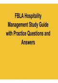 FBLA Hospitality Management Study Guide with Practice Questions and Answers Comprehensive Exam Review Material Hospitality Industry Fundamentals&comma; Operations&comma; and Competitive Event Preparation 2025&sol; 2026