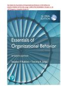 Test Bank for Essentials of Organizational Behavior 15th Edition by&NewLine;Stephen Robbins &Timothy Judge &vert;ISBN 9781292406664 &vert;Chapter 1-16&NewLine;&vert;All Chapters Complete Guide A&plus;