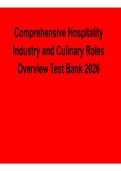 Comprehensive Hospitality Industry and Culinary Roles Overview Test Bank 2026 Update &ndash; Exam Questions&comma; Answers & Study Guide