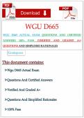 WGU D665 ACTUAL EXAM QUESTIONS AND CERTIFIED ANSWERS 100&percnt; PASS &lpar;VERIFIED AND GRADED A&plus;&rpar;  QUESTIONS AND SIMPLIFIED RATIONALES&NewLine;