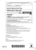 2025 Pearson Edexcel Level 3 GCE Gujarati Advanced PAPER 1&colon; Translation into English&comma; Reading comprehension and Writing &lpar;research question&rpar; in Gujarati Combined Question Paper and Marking Scheme