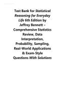 TEST BANK &ndash; Statistical Reasoning for Everyday Life 6th Edition &lpar;Jeffrey Bennett&rpar; 2026 Update &vert; Exam Questions&comma; Answers & Study Guide
