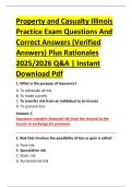 Property and Casualty Illinois &NewLine;Practice Exam Questions And &NewLine;Correct Answers &lpar;Verified &NewLine;Answers&rpar; Plus Rationales &NewLine;2025&sol;2026 Q&A &vert; Instant &NewLine;Download Pdf 
