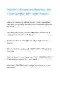 Midwifery - Anatomy and Physiology - Year 1 Exam Questions With Correct Answers