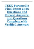 TEEX Paramedic Final Exam 2026 Questions and Correct Answers&vert; 200 Questions Complete with Verified Answers