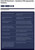 MHA 701 Final Exam &ndash; Questions With Appropriate&NewLine;Solutions