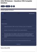 MHA 701 Quizzes &ndash; Questions With Complete&NewLine;Solutions