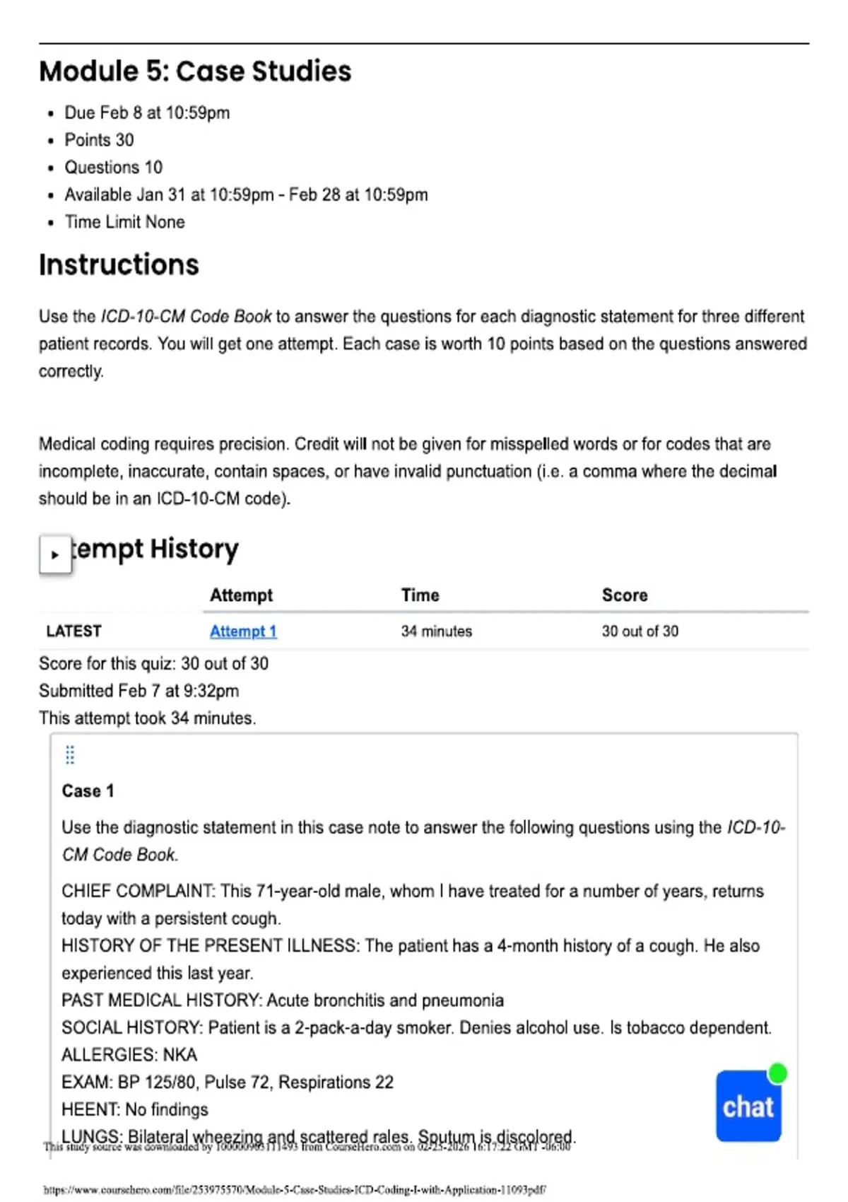 Module 5 Case Studies ICD Coding I with Application – Practice ...