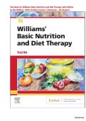 Test Bank for Williams Basic Nutrition and Diet Therapy 16th Edition by Nix William&period; 100&percnt; Verified answers&vert; Rationales &vert; All Chapters 