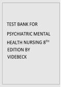 Test Bank&colon; Psychiatric-Mental Health Nursing &lpar;8th Edition&rpar; &ndash; Sheila L&period; Videbeck