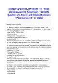 Medical-Surgical RN A Prophecy Test &sol; Relias Learning Answered 2026&sol;2027 Actual Exam &ndash; Complete Questions and Answers with Detailed Rationales &ndash; Pass Guaranteed &ndash; A&plus; Graded
