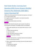 Real Estate Broker License Exam Questions 2026 &vert; High-Yield Practice Test with Verified Answers&comma; Detailed Rationales & Certification Preparation Guide &vert; Instant PDF